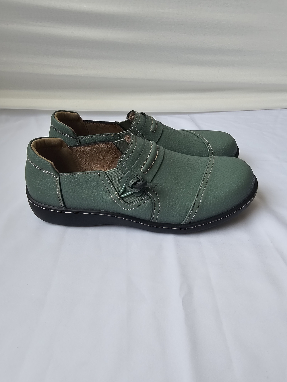 LAZYPOP Teal Green Leather Classic Comfort Loafers Slip-On Shoes - Women's Size - Picture 12 of 15